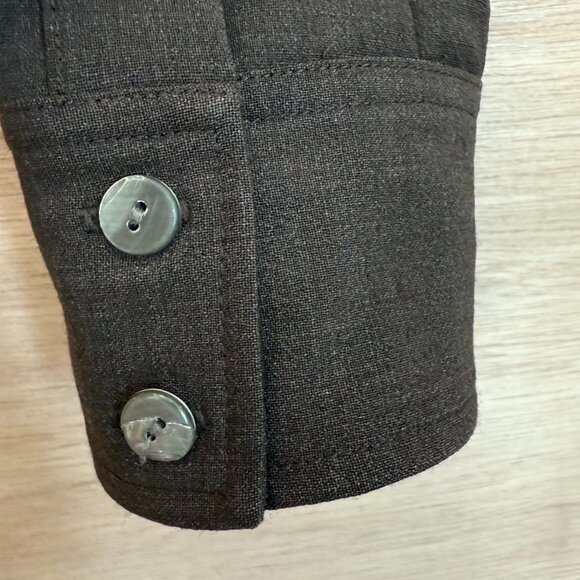 Theory Wool Button Down Shirt Chocolate Brown Size Small - Picture 5 of 10